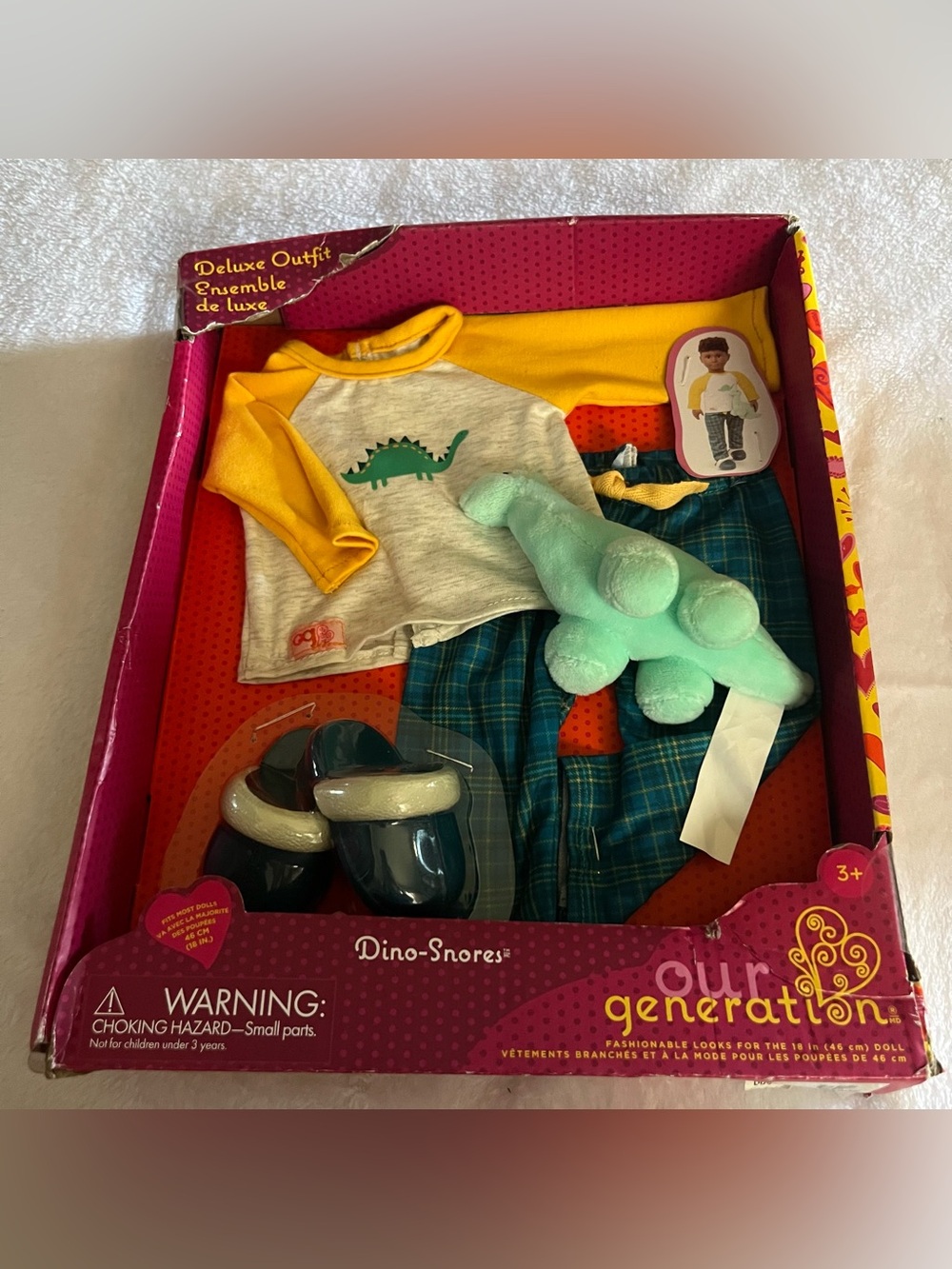 Our Generation Dino-Snore Outfit Set - Yellow, Green & Cream